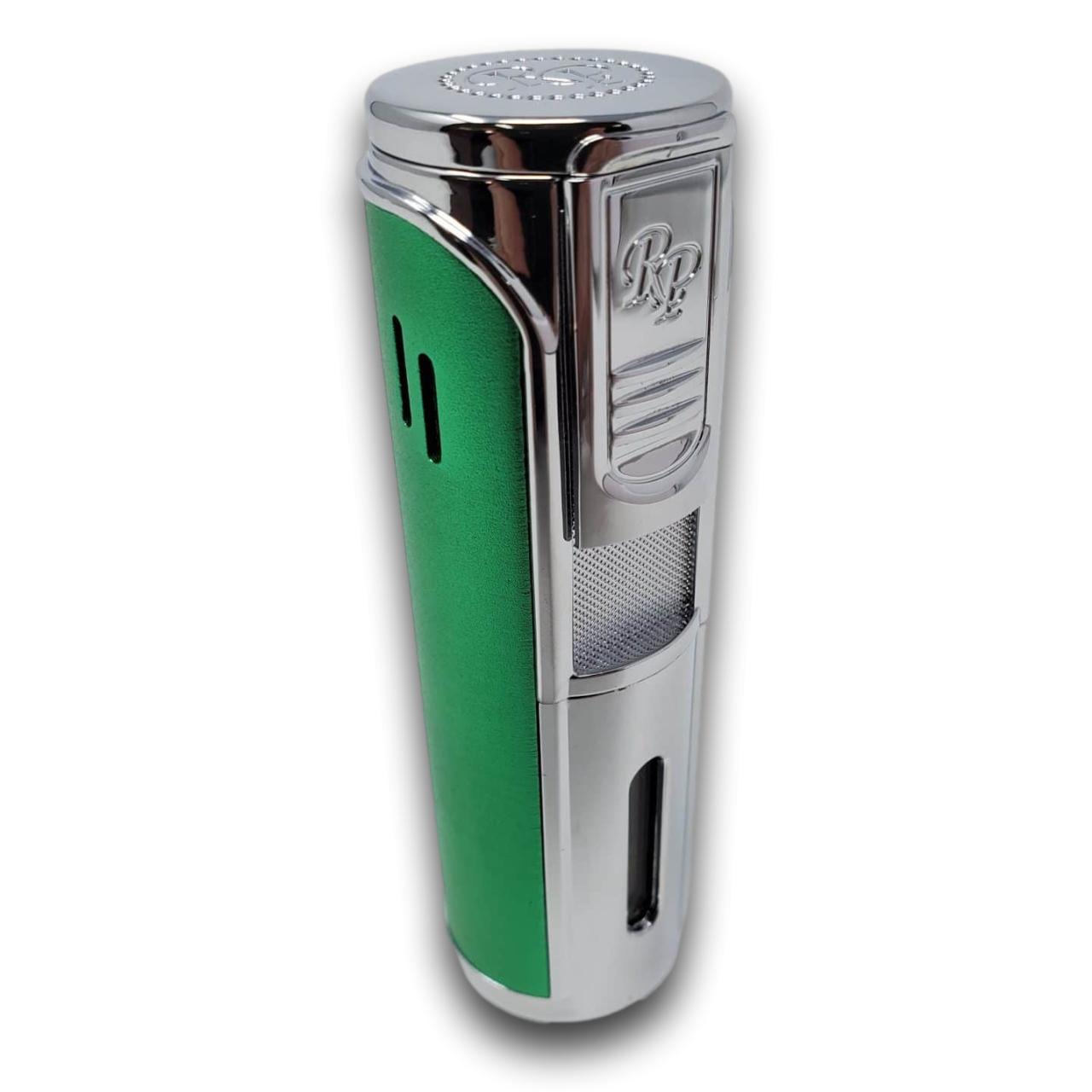 Rocky Patel Envoy Torch Flame Five Jet Cigar Lighters | Light Green & Chrome