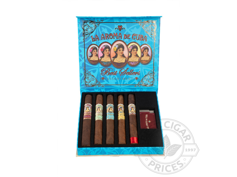 La Aroma De Cuba Best Sellers Assortment Gift Set - Cigars with Lighter - 5 Total Cigars
1-2 Week