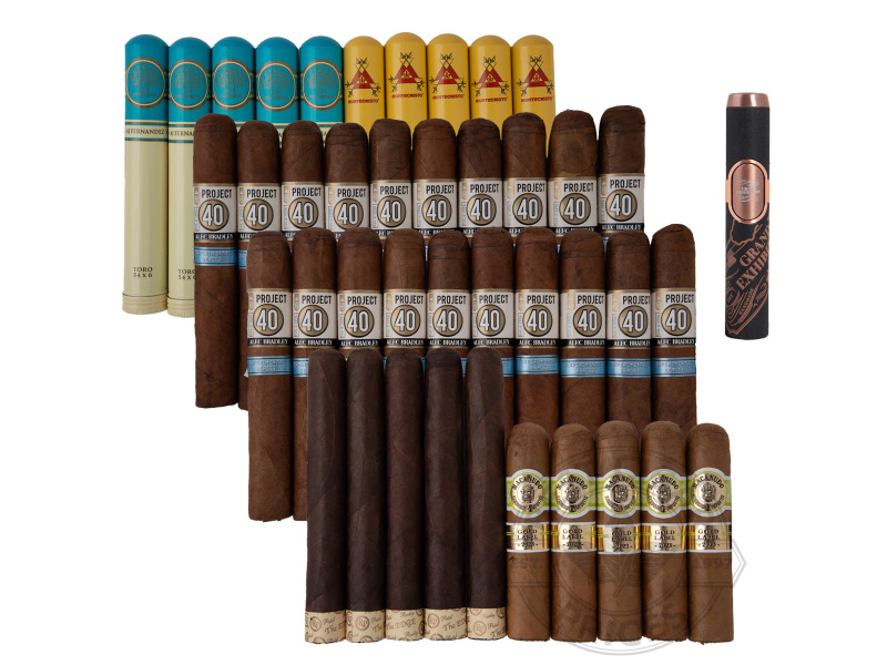 The Mega Medley 40-cigar Sampler & Lighter - Cigars with Lighter - 40 Total Cigars