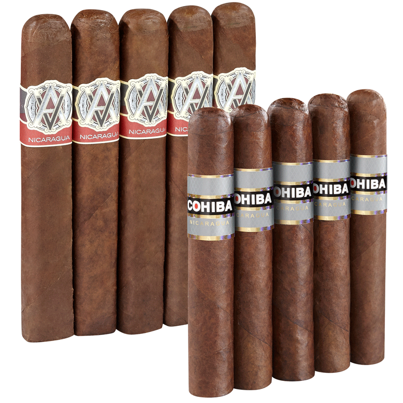Double Down Medium To Full  Cohiba Nicargua vs Avo Syncro Robusto 10-Cigar Sampler