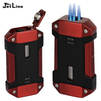 JetLine Galleon Triple Flame Lighter- Pearl Red/Black Lighter