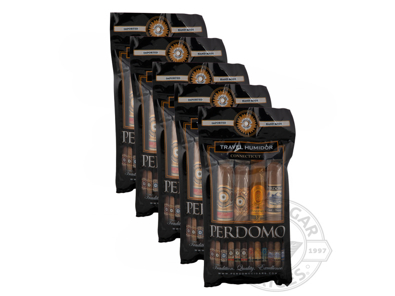 Perdomo Connecticut Humidified Travel 20 Fresh Pack Samplers - Sealed Packs - 20 Total Cigars