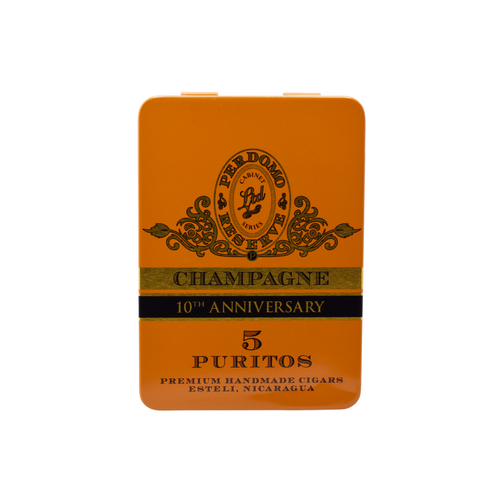 Perdomo Reserve 10th Anniv. Champagne Purito Tin (Petite Corona) (4.0"x38) | Box of 25