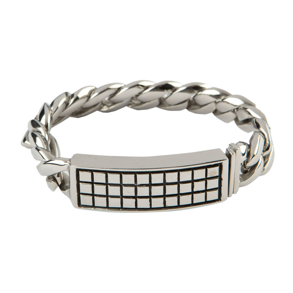 Room 101 Jewelry | Stainless Raised Checker 85 In Bracelet | Default