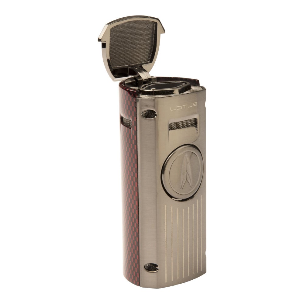 Lotus Cigar Lighters | Minister Table Lighter Gunmetal and Red Carbon Fiber | Default