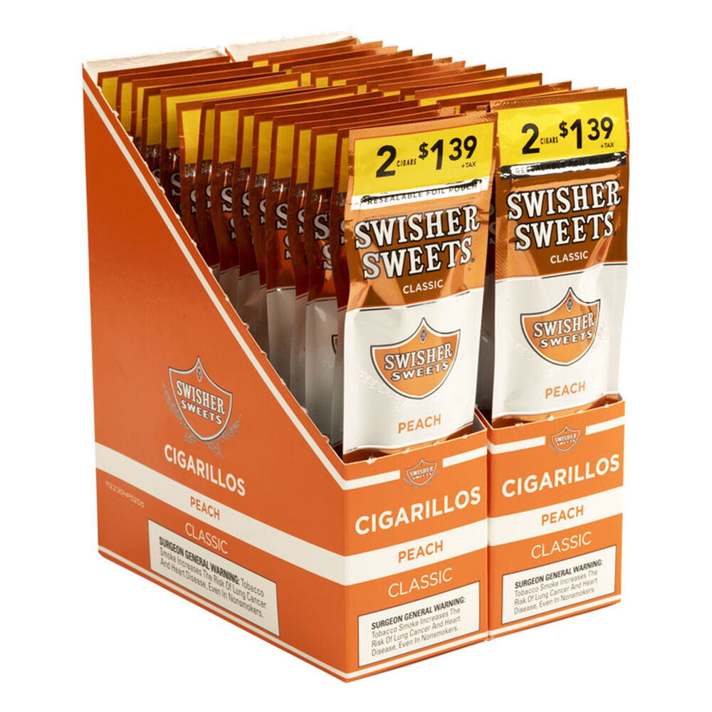 Swisher Sweets | Peach 2/$139 | 30 Packs of 2 (total of 60)