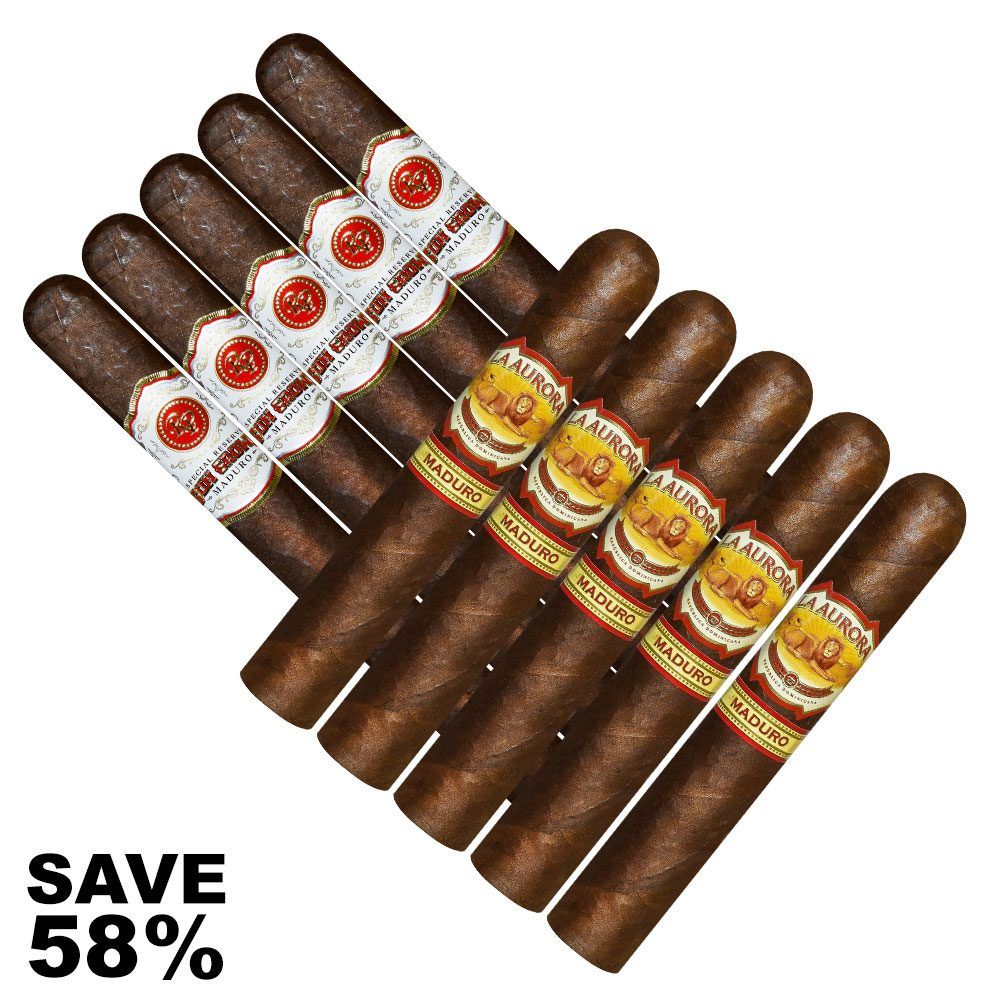 Double Stack Rocky Sun Grown Maduro VS La Aurora Maduro - Pack of 10