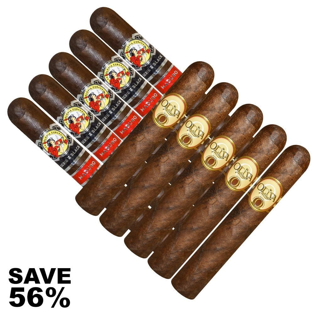 Double Stack La Gloria Serie R Black VS Oliva Serie O Churchill Maduro - Pack of 10