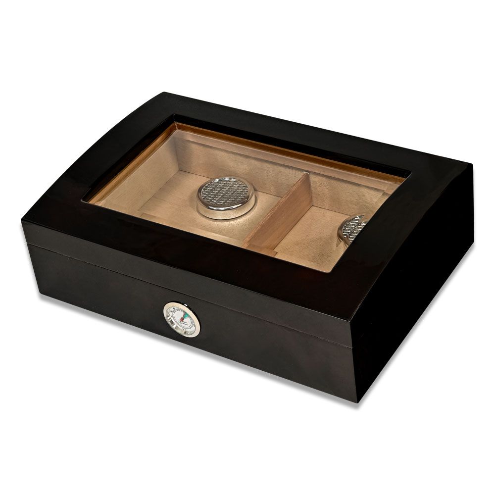 Addison 40 Cigar Walnut Burl Gloss Humidor With Glass Top - Single of 1