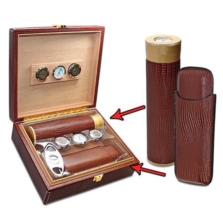 Executive All In One Cigar Humidor Set Brown - Single of 1