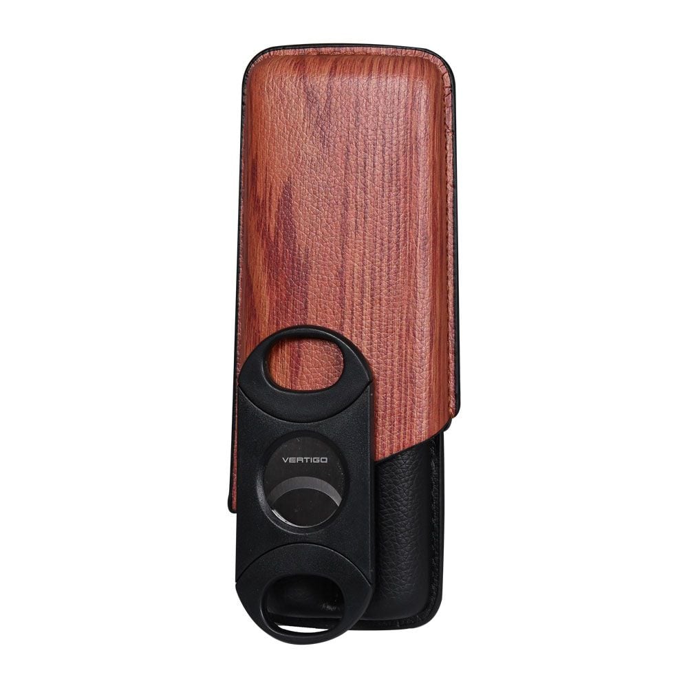 Lotus 62 Ring 2 Cigar Case and Cutter - Woodgrain