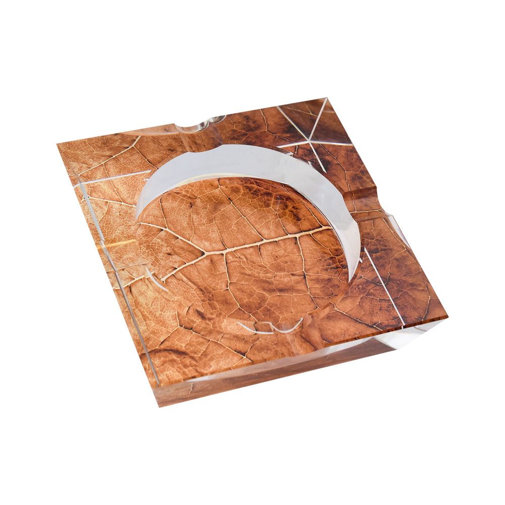 Tobacco Leaf Crystal Ashtray - Single of 1