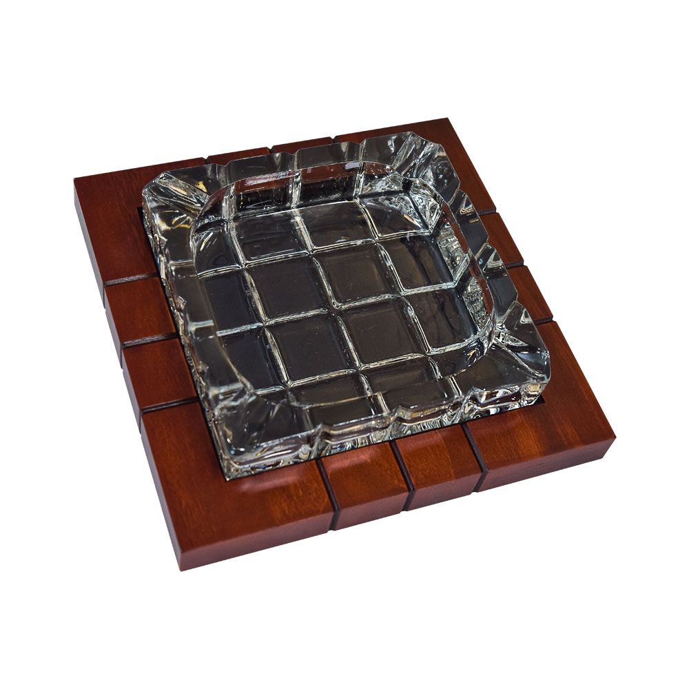 Cross-hatch Crystal Ashtray - Single of 1