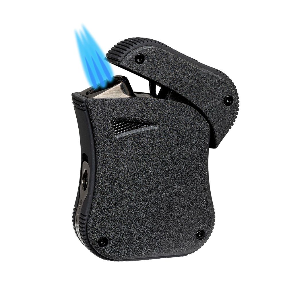 Lotus Blaze Triple Torch Lighter with Punch - Black Crackle