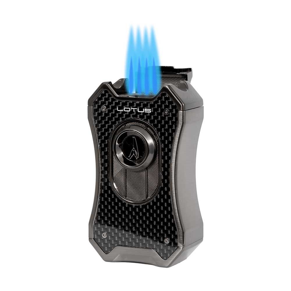 Lotus Emperor Quad Torch Table Lighter - Black
