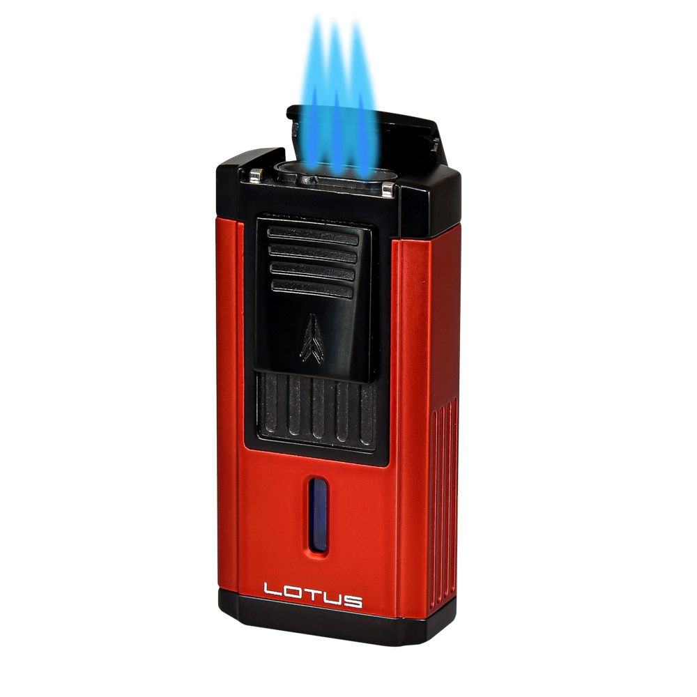 Lotus Duke Triple Torch Lighter with Cutter - Red And Black