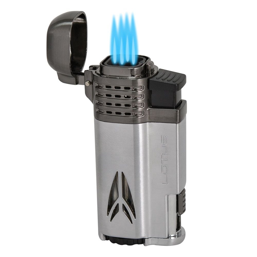 Lotus Defiant Quad Torch Lighter with Punch - Chrome