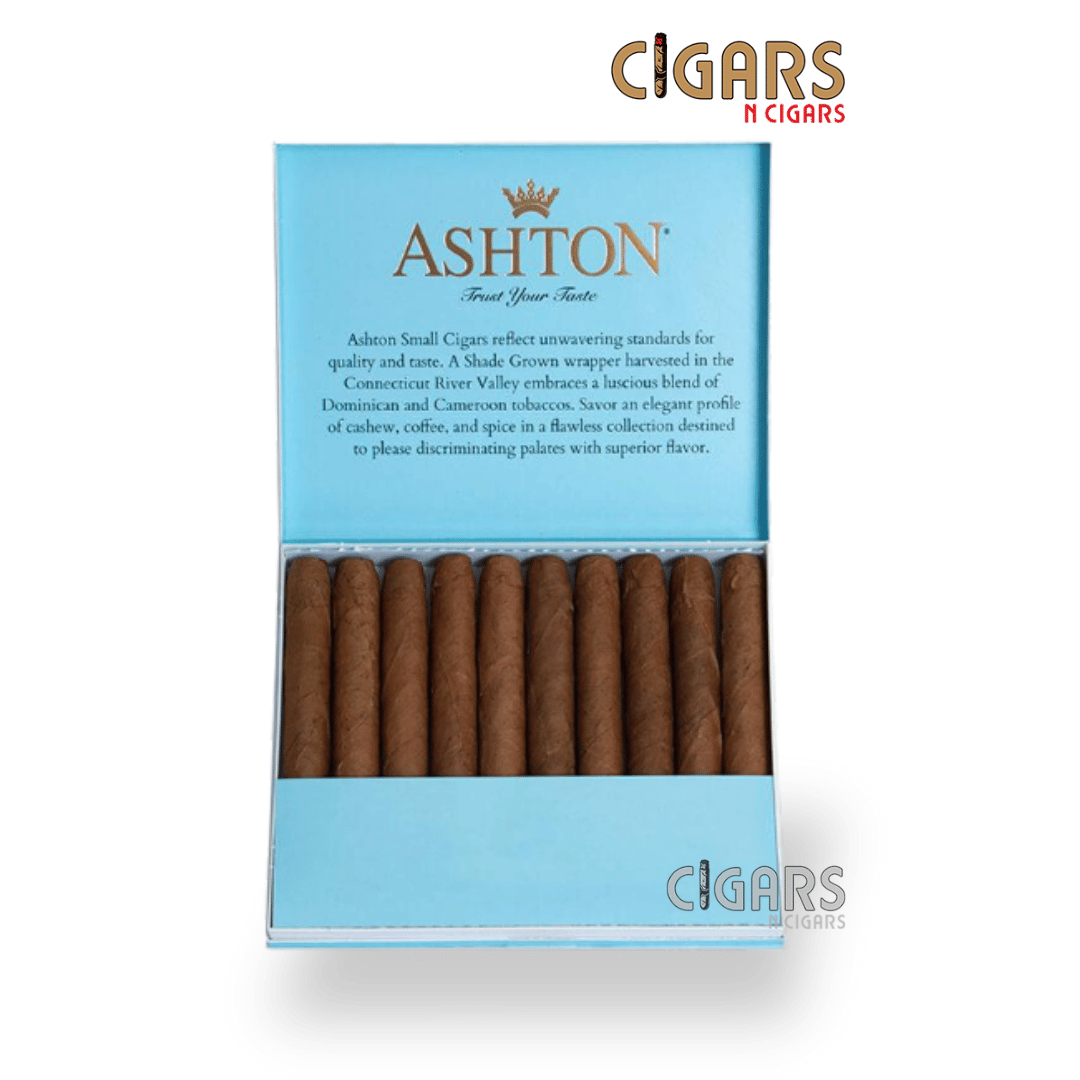Ashton Small Cigars Connecticut Senoritas Sleeve of 100 10 packs × 10 = 100 cigars