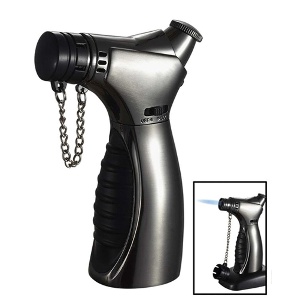 Cuire Gunmetal & Black Jet Flame Table Cigar Lighter