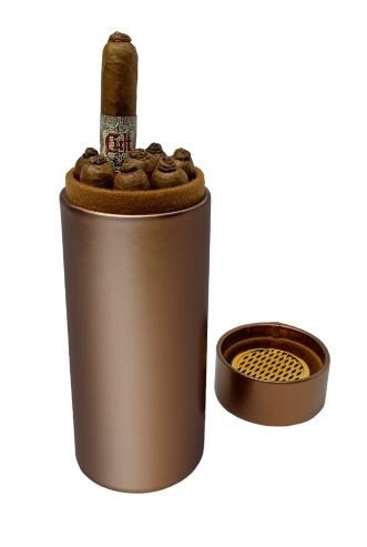 Leather Travel Humidor Tube Brown