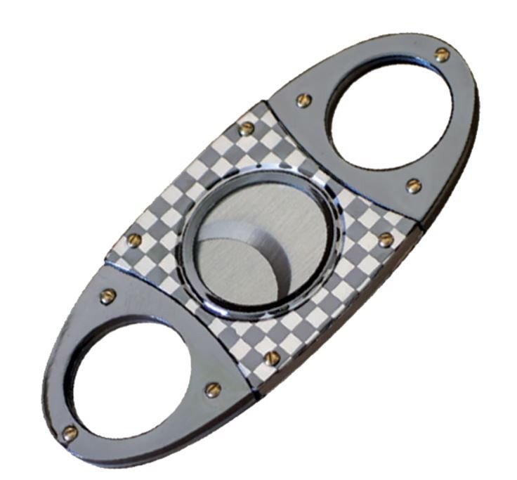 Checkered Gunmetal Guillotine Cigar Cutter