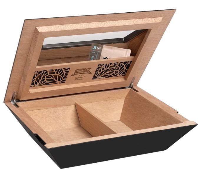 Aria Glasstop Humidor Black