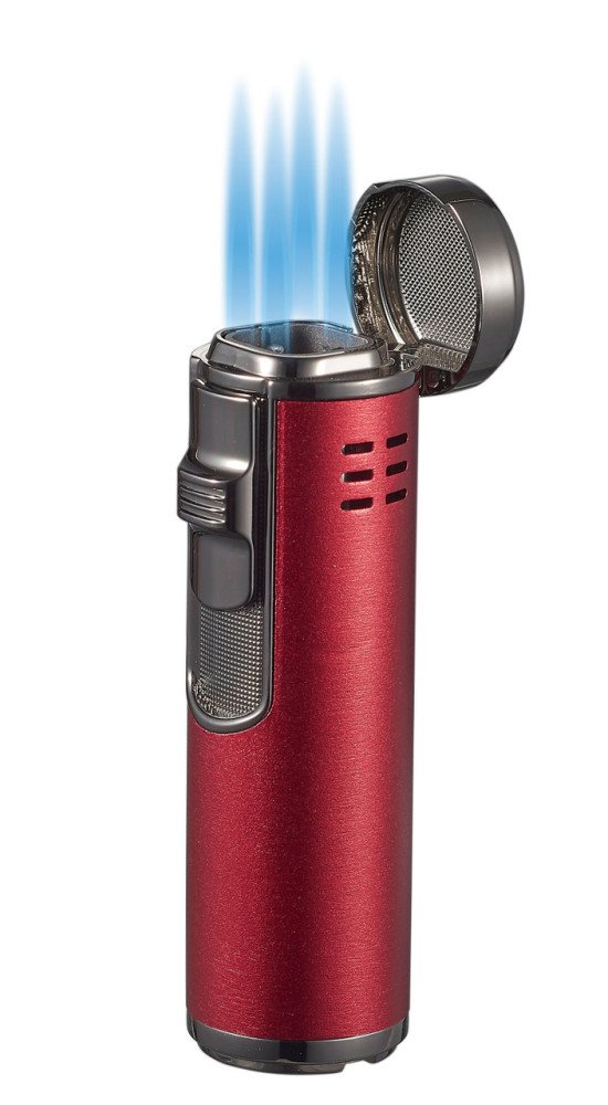 Palisade Quad Flame Cigar Lighter Red