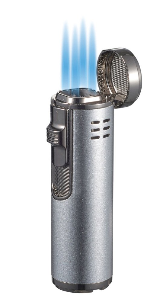 Palisade Quad Flame Cigar Lighter Silver