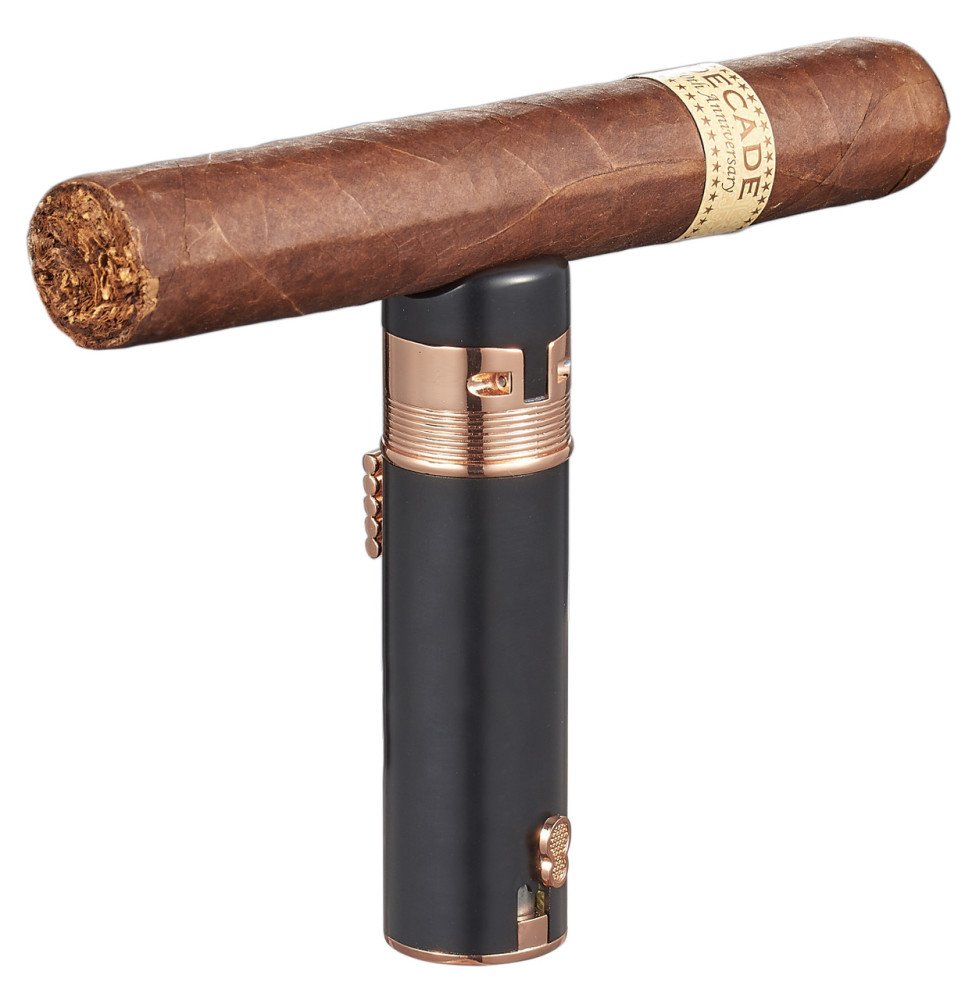Saddle Triple Torch Lighter -Black and Rose Gold