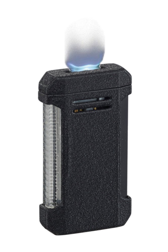 Vinson Flat Torch Flame Lighter with Cigar Punch - Black